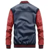 Chaqueta de cuero para hombres Bordado bordado de béisbol PU Jackets masculino de lujo de lujo invernal tibia de vellón piloto chaqueta de bombardero 210927