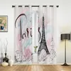 Curtain & Drapes Paris Architecture Pink Window Curtains Bedroom Kitchen Panel Christmas Home Decor For Living Room