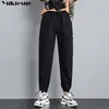 harajuku streetwear femmes casual sarouel solide rose noir pantalon cool mode hip hop pantalons longs capris cargo pantalon femme 210412