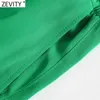 Zevity Женщины просто твердые зеленые цветные карманы повседневные прямые брюки женские шикарные эластичные талии зашнуровать лето длинные брюки P1116 210603