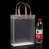 Yarım Temizle Buzlu PVC Çanta Hediye Çantası Makyaj Kozmetik Evrensel Ambalaj Plastik Temizle Çantalar Yuvarlak / Düz Halat 10 Boyutları için DAS219