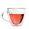 Double walled hard glass mug, cup of milk tea, lemon, cup of glass present 210611