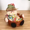 Storage Bottles & Jars Christmas Bamboo Weave Candy Basket Decoration Santa Claus Elk Snowman Gift 18x18cm/22x22cm