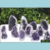 فضفاض الأحجار الكريمة مجوهرات الجمشت الطبيعي geode الكوارتز العنقودية كريستال عينة شفاء انخفاض التسليم 2021 O9BCI