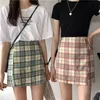 Primavera Estate Plaid Una Linea di Gonne Lunghe Elastico A Vita Alta Delle Donne Coreano Femminile harajuku Streetwear Midi vestiti saia 210421