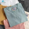 B302 300g Zware Gewicht Hoge Kwaliteit Japanse Stijl Harajuku Zomer Korte Mouw T-shirt Mannen O-hals Effen Kleur Casual Katoen Tee 210706