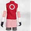 Haruno Sakura Costume Cosplay Haruno Sakura Anime Costumi Cosplay Halloween Donne Cosplay Abbigliamento Corto Rosa Parrucche e Fascia Y0903