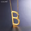 Collare Collana girocollo iniziale Donna Colore oro Alfabeto Regalo Gioielli in acciaio inossidabile 316L Lettera laterale B Uomo N004 Girocolli