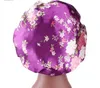 Kvinnor Satin Night Sleep Cap Hair Bonnet Hat Silk Head Cover Breda Elastiska Band Dusch Kepsar 18 färger