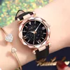 Armbandsur Mode Kvinnors Klockor 2021 Starry Sky Watch Kvinnor Lyx Rose Gold Quartz Armband Ladies Läder Clock Drop