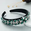 Trendy Farbe Kristallblume Stirnband Vintage Geometrische Edelstein Perlen Haarband Weibliche Party Haarschmuck