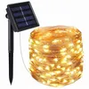 Solar Sträng Fairy Lights 12m 100led / 5m 50 LED Vattentät Utomhus Garland Solars Strömlampa Jul för trädgårdsdekoration