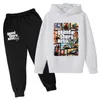 4-14Y 2021 Yeni Çocuk Rahat Moda Giyim Oyunu GTA 5 Hoodies GTA Sokak Dış Giyim Erkek Hip Hop Takım Elbise Çocuk Kazak + Pantolon G0917