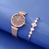 Watch jewelry set Luxury Creative Rose Gold Titanium with Ladies Quartz Necklace Women Bracelet Watches Gifts
