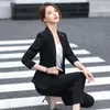 Kvinnors tvåbitar byxor Gray Black Classic Women Formal Pant Suit Office Ladies Work Business Wear Pieces Set Ol Blazer Jackets med byxa