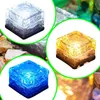 Solar lampor Vattentät IP68 LED -ljus Kraft Clear Glass Ice Rock Brick Paver White Warm Blue Outdoor Garden Decoration9879050