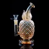 8 tums hookah grön darkgreen klar multicolor rosa amber pinapple form dab rigstrar rökning glas vatten bong 14.4mm skål