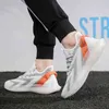 2020 New Men Shoes Breathable Tide Sports Shoes Lace Up Korean Casual Sneakers Breathable Flying Woven Running Shoes Hot SellF6 Black white
