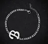A-Z 26 Alphabet Pendant Stainless Steel Link Bracelets Metal English Letters Couple Bracelet for Men Women