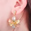 Earrings & Necklace BLUCOME Flower Shape Jewelry Sets Earring 3 Tones Matte Spray Sand Zircon Women Luxury Elegant Banquet Accessories