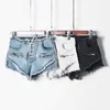European Denim Shorts Female Tight Sexy High Waist Women Lace Up Short With Double Zip Details FYO0 210603