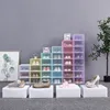 1224 -stycken av skobox Set Foldbar PSTIC Transparent förvaringslådor Rensa dörr Hem garderob Organiser Case Shelf Stack Dispy 848963779184611