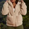 Jaquetas femininas jaqueta de inverno jaqueta de lã com capuz casaco plus size cardigã quente com zíper verde outwear 2021 outono casa casual roupas femininas