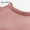 Yitimuceng Bow Lace Up Blouse Women Sweet Shirts O-Neck Long Sleeve Straight Solid Spring Korean Fashion Chiffon Tops 210601