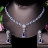 ThreeGraces Top qualité brillant vert cristal Zircon pendentif collier boucles d'oreilles ensembles de bijoux accessoires de robe de mariée JS611 H1022