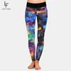 Letsfind Piękne 3d Akwarela Space Texture Design Kobiety Ciepłe Legginsy Wysoka Talia Plus Size Fitness Elastyczne Legginsy 211014