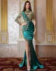 2022 Plus Size Arabisch Aso Ebi Hunter Groene Mermaid Prom Jurken Beaded Crystals Kant Evening Formele Partij Tweede Ontvangst Verjaardag Verlofjurken Jurk ZJ333