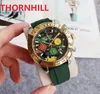 럭셔리 패션 남자 일본 쿼츠 배터리 파워 스톱워치 시계 42mm 상위 모델 캘린더 고무 실리콘 꽃 Sekeon Calendar Wristwatch Montre de Luxe