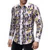 Automne hommes chemises décontracté Slim Fit Streetwear imprimé Blouse revers bouton Up robe chemise mode à manches longues Shirt1