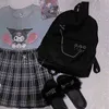 Canva y Demo Harajuku Punk Sırt Çantası Tiki Tarzı Oymak Daireler Zincirler Siyah Çanta Techwear 202211