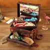 Jewelry Pouches Bags Oriental Style Organizer Trinket Keepsake Chest Wooden Treasure With Mirror & Drawers For Kids Women Gift Wynn22