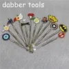 100pcs Wax dabbers Dabbing tool with badge smoking 120mm glass dabber tools Stainless Steel Pipe CleaningTool silicone containers