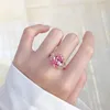 Cluster Ringe Luxus 925 Sterling Silber Hochzeit Verlobungsring für Frauen 10 * 14mm 10 Rosa Saphir Diamant Party Feinschmuck Geschenk