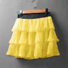 Fashion-Summer Women Pleated Skirts Elasticity Waist Mini Skirt Ladies Chiffon Skirt Casual Cake Skirts Solid Color Femme Clothing