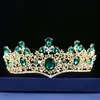 Bruids Tiara Hoofddeksel 2022 Vintage Barok Optocht Kroon Nieuw Legering Groene Diamant Smaragd Nobele Kronen Elegante Hoofddeksels Quinceanera Kweepeer Dame Kapsel