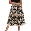 Print Long skirt Women Pleated Skirt Summer Midi Chiffon female Large Size Dress beach s for Womens 210508