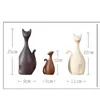 Vilead Ceramic Rodzina trzech czterech kotów Figurki Nordic Animal Salon Dekoracji Dom Ozdoby Rzemiosło do prezentów ślubnych 210607