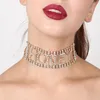 Punk Parlak Rhinestone Mektubu Bal Kupası Zincir Gerdanlık Kolye kadın Takı Chokers