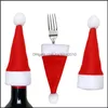 Noel Şenlikli Parti Malzemeleri Ev Gardenchristmas Süslemeleri 5/10 adet Şapka Cep Çatal Bıçak Çatal Tutucu Santa Yıl Sofra ER 13 *