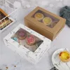Wrap prezent 10 sztuk Świeże jajko Pudełko Opakowania Top Clear Okno Cupcake Muffin Deserowe Ciasto Pieczenia Otwory 6 Otwory Opakowanie Materiały