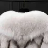 Cloak d'hiver Femmes chaudes Cardigan Big Real Fur Fourrure Cap Cape Mode Solide Poncho à manches moyennes Robe de soirée Shaw 211218