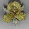 Broche de orquídea mista de cor amarela e branca, pinos de cobre com zircônia cúbica, joias femininas da moda de alta qualidade