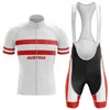 Jazda na rowerze Zestaw Jersey Austria Letnia Odzież na rowerze Mężczyźni Road Bike Koszulki Koszulki Rowerowe MTB Ropa de Mujer 100% Poliester