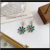Drop Delivery 2021 Green Daisy Stud Earrings For Women Dripping Oil Petal Flower Sunflower Short Simple Fashion Jewelry Accessories C5Pnu