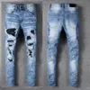 Amirs Herrkvinnor Designers Jeans nödställda rippade cyklist Slim Straight denim för män tryck armé mode mans mager byxor268e