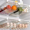 Organizzazione per la conservazione della cucina Organizzatore per frigorifero trasparente in plastica Scivolare sotto il ripiano Vassoio Scatola Porta cremagliera Cassetto Frutta Cibo